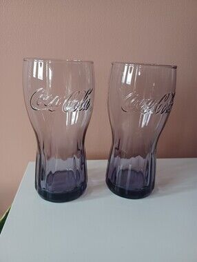 2 Purple 💜 2020 McDonald's Coca Cola Glasses Drinkware Collectible